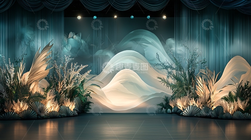 高清大图下载【趣麦麦图】蓝色梦幻舞台背景