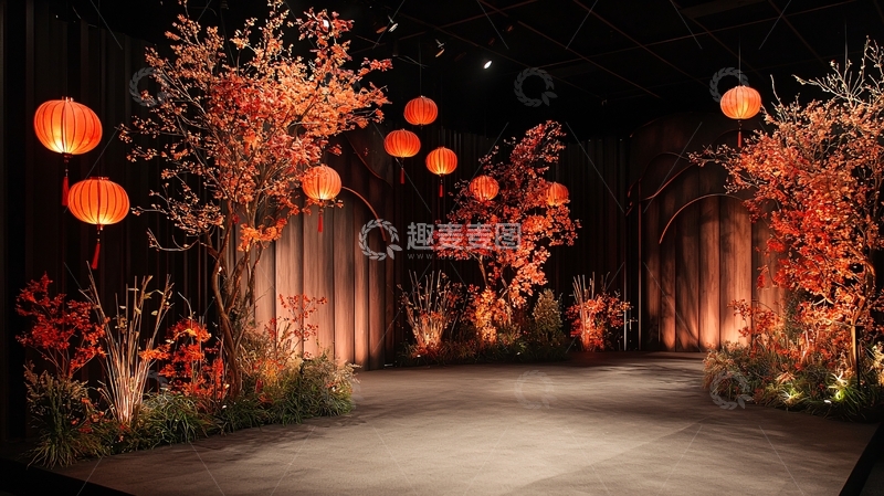 高清大图下载【趣麦麦图】夜晚灯笼点缀的场景