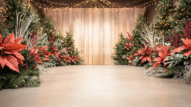 高清大图下载【趣麦麦图】红色花朵和绿色植物的舞台