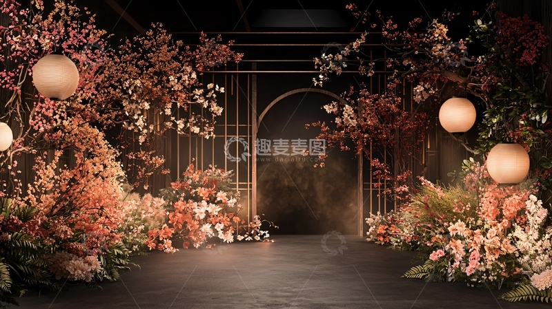 高清大图下载【趣麦麦图】金色拱门与花卉