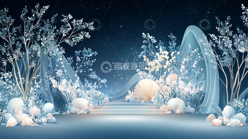 高清大图下载【趣麦麦图】梦幻冰雪森林背景