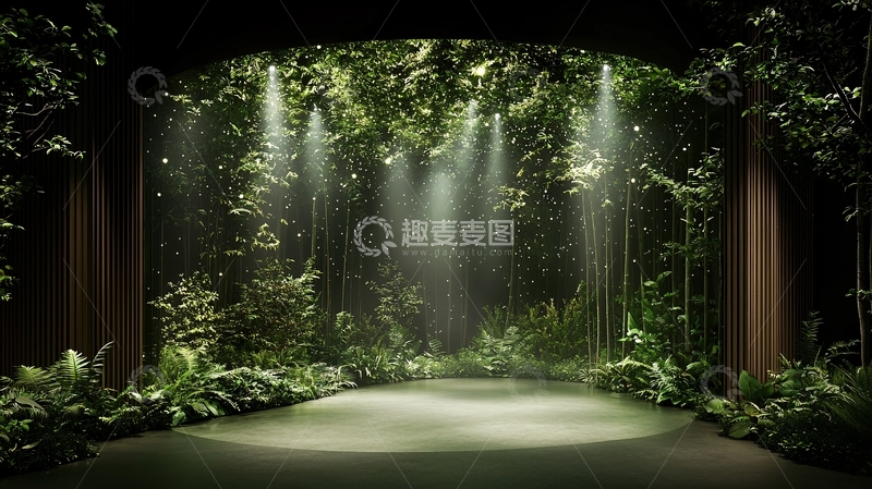 高清大图下载【趣麦麦图】绿色植物拱门下的光束