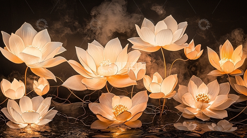 高清大图下载【趣麦麦图】光芒四射的莲花灯