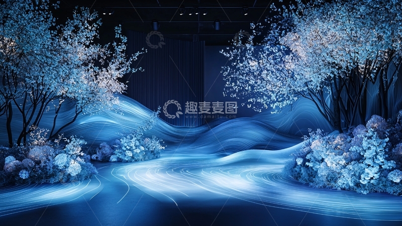 高清大图下载【趣麦麦图】蓝色梦幻森林场景