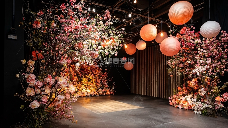 高清大图下载【趣麦麦图】粉色花卉拱门