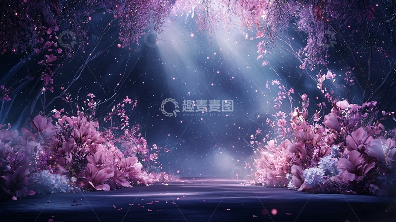 高清大图下载【趣麦麦图】梦幻花海光束场景