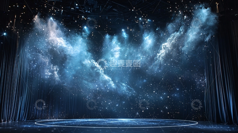 高清大图下载【趣麦麦图】舞台灯光下的蓝色星云背景
