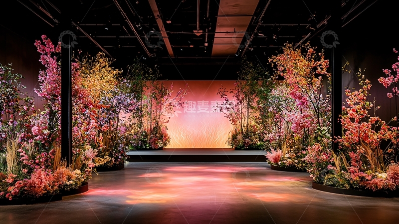 高清大图下载【趣麦麦图】花卉环绕的舞台背景