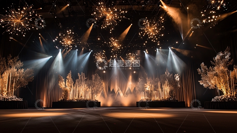 高清大图下载【趣麦麦图】华丽舞台灯光烟火表演