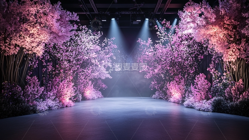 高清大图下载【趣麦麦图】粉色花卉环绕的舞台