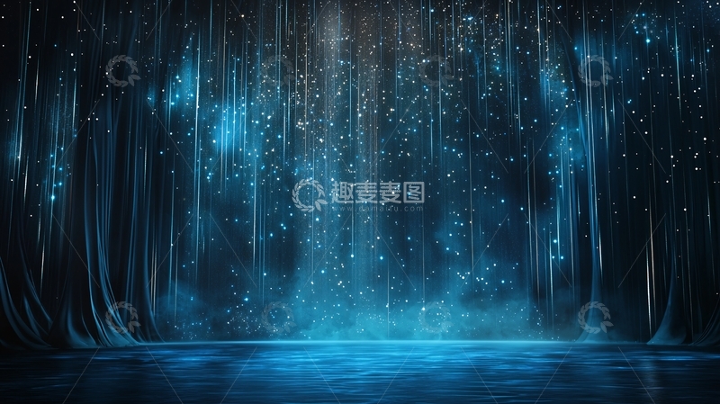 高清大图下载【趣麦麦图】蓝色光晕雨幕背景