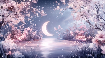 月光下的梦幻花树