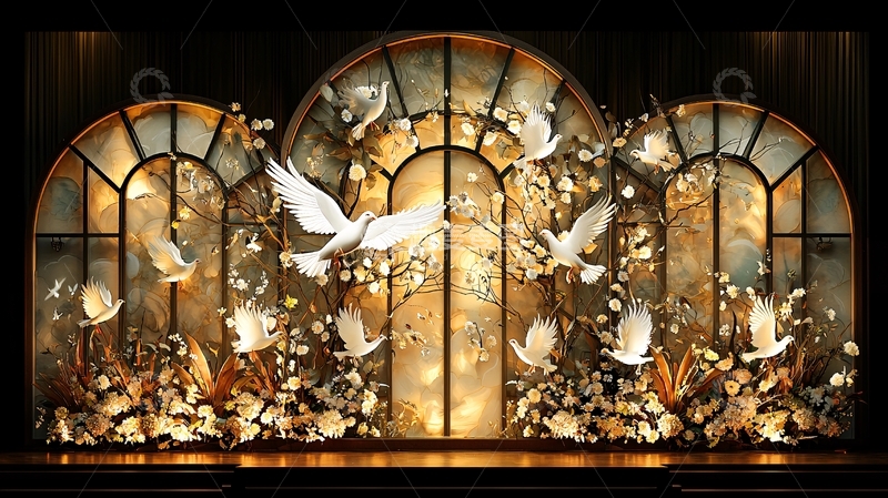 高清大图下载【趣麦麦图】窗户前的鸽子群