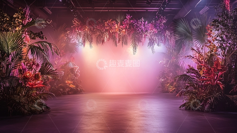 高清大图下载【趣麦麦图】热带植物梦幻光晕背景