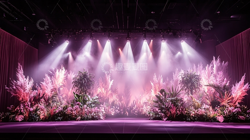 高清大图下载【趣麦麦图】舞台灯光植物鲜花浪漫背景