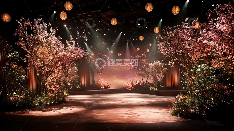 高清大图下载【趣麦麦图】舞台灯光下的浪漫花树