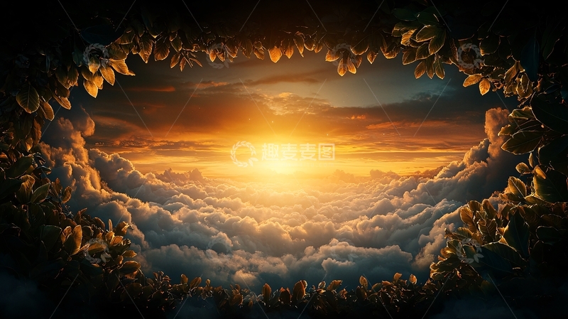 高清大图下载【趣麦麦图】云层环绕的日落美景