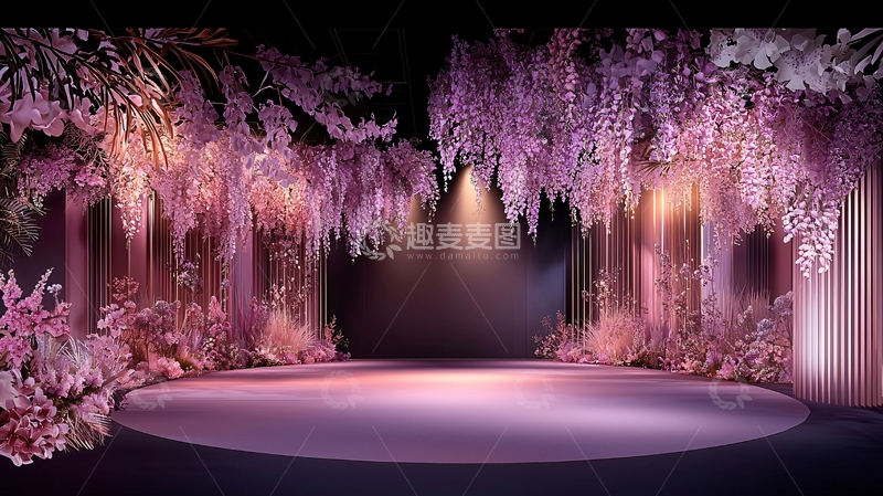 高清大图下载【趣麦麦图】梦幻紫色舞台背景