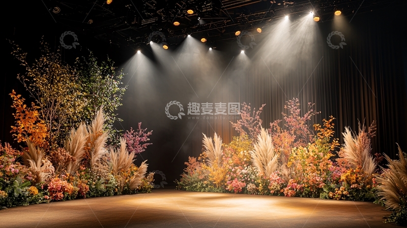 高清大图下载【趣麦麦图】舞台灯光下的植物装饰