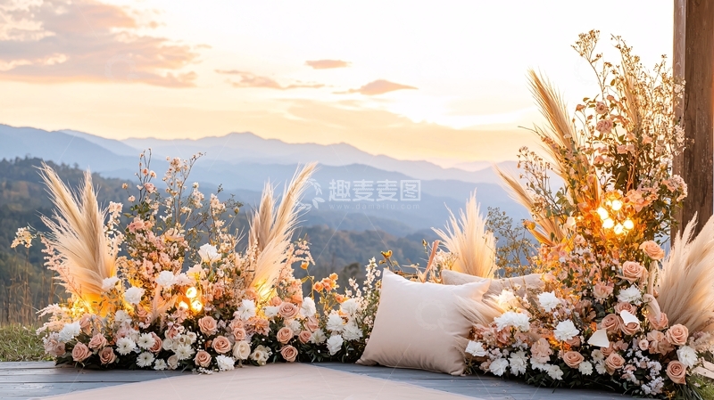 高清大图下载【趣麦麦图】山景下的浪漫花艺布置