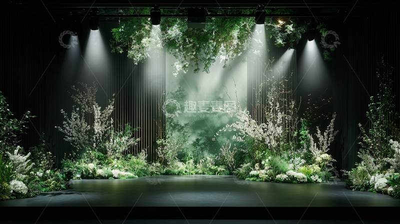 高清大图下载【趣麦麦图】舞台上的绿色植物和灯光