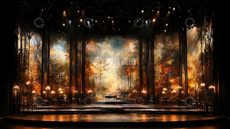 高清大图下载【趣麦麦图】舞台森林背景