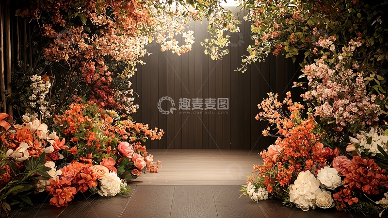 高清大图下载【趣麦麦图】鲜花拱门舞台背景