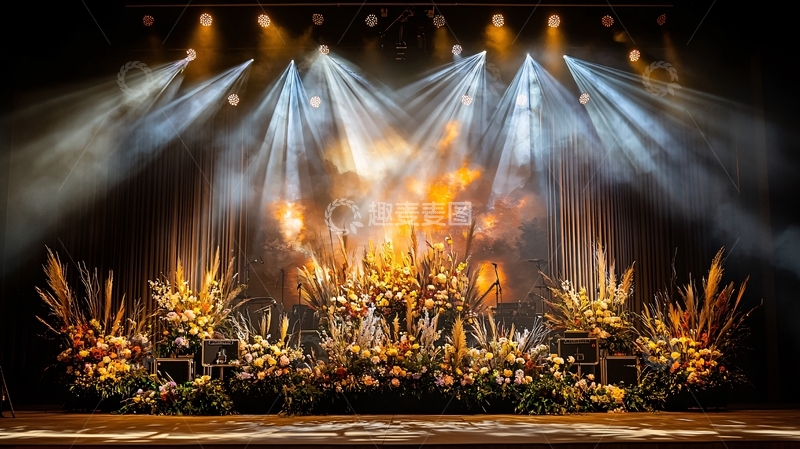 高清大图下载【趣麦麦图】舞台灯光鲜花装饰