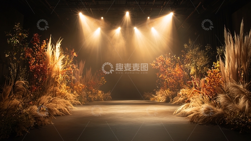 高清大图下载【趣麦麦图】舞台灯光下的植物通道
