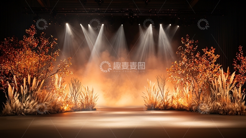 高清大图下载【趣麦麦图】舞台灯光下的植物景观