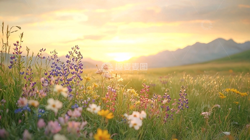 高清大图下载【趣麦麦图】阳光照耀下的花田