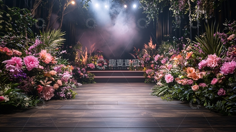 高清大图下载【趣麦麦图】丛林花卉舞台背景