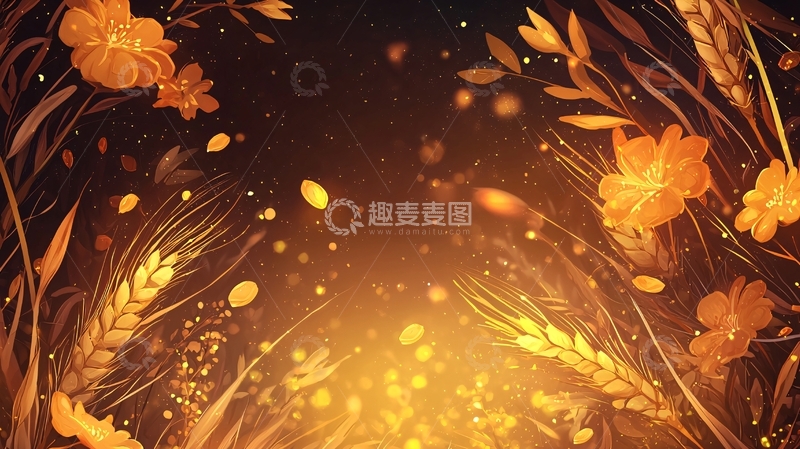 高清大图下载【趣麦麦图】秋季丰收主题背景