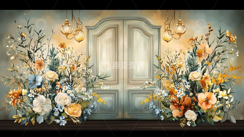 高清大图下载【趣麦麦图】花簇拥的复古门