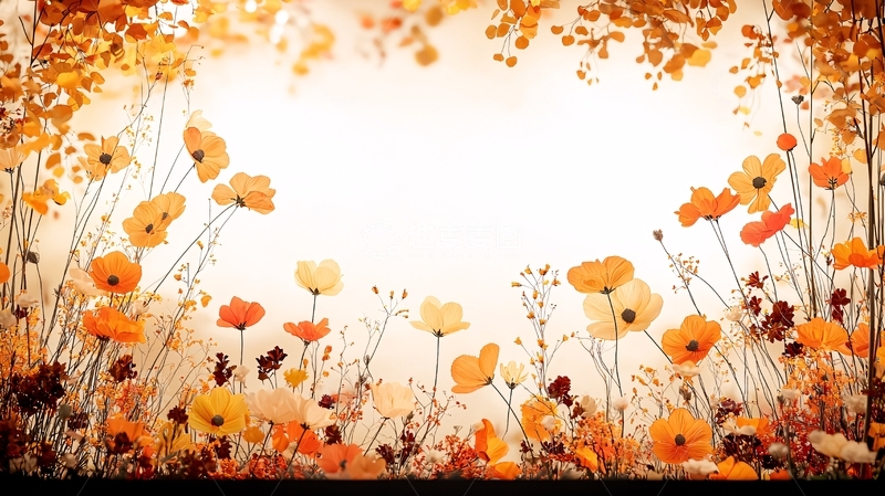 高清大图下载【趣麦麦图】秋日暖阳下的花丛