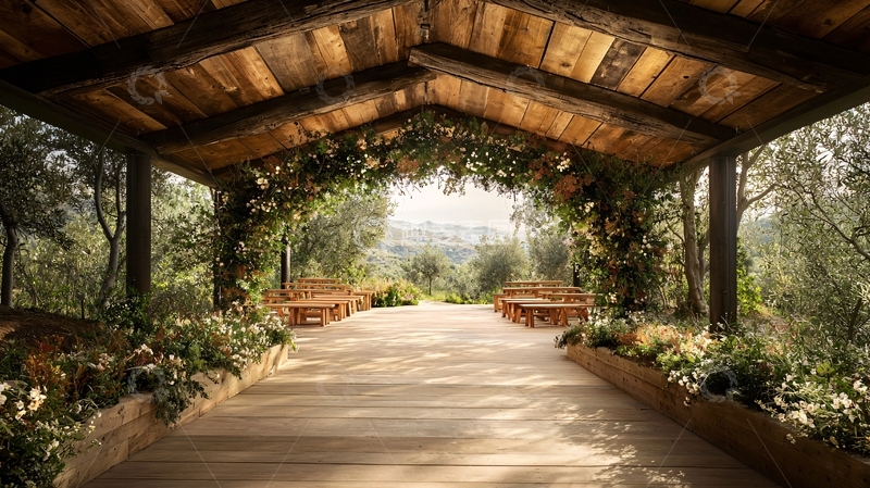 高清大图下载【趣麦麦图】花园拱廊绿意盎然