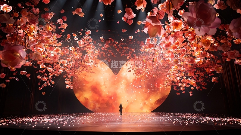 高清大图下载【趣麦麦图】舞台上绽放的红色花朵