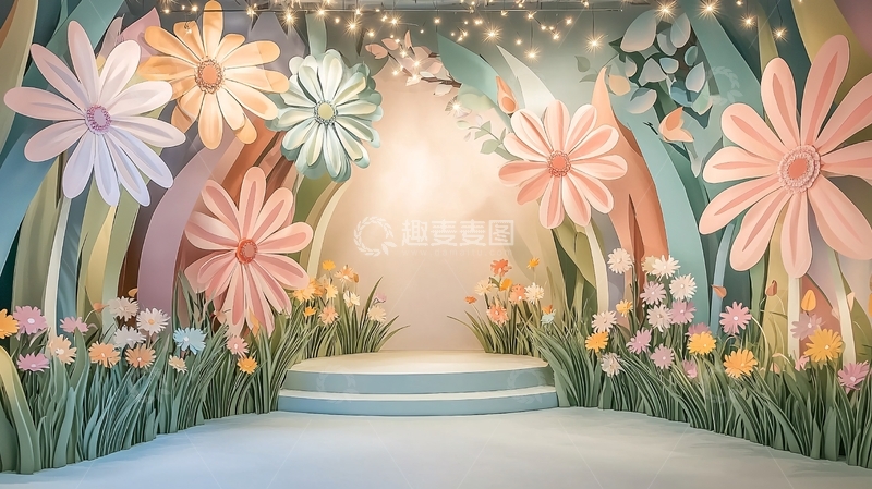 高清大图下载【趣麦麦图】梦幻花园舞台背景