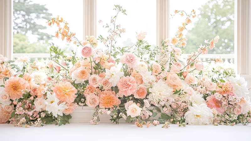 高清大图下载【趣麦麦图】窗边粉色和白色花簇
