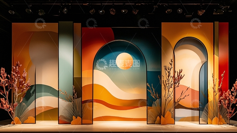 高清大图下载【趣麦麦图】抽象拱门舞台背景