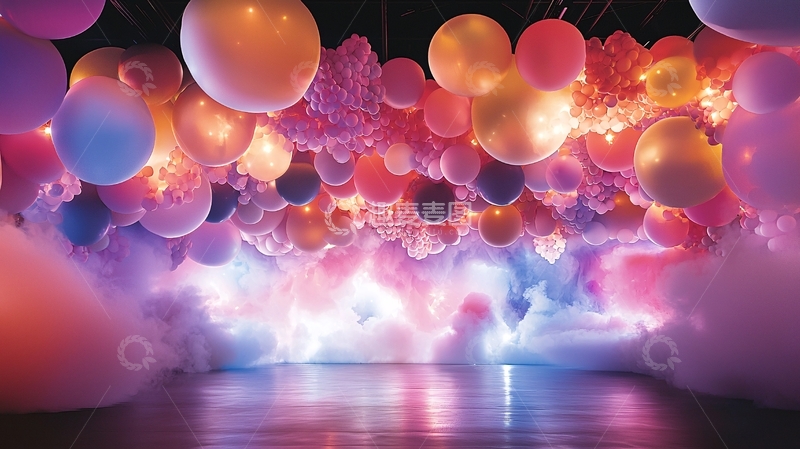 高清大图下载【趣麦麦图】色彩缤纷的气球漂浮