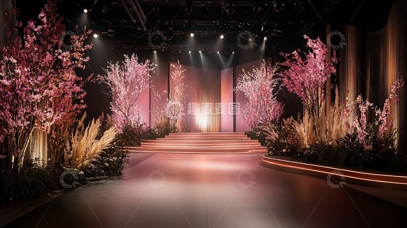 高清大图下载【趣麦麦图】梦幻粉色花卉舞台
