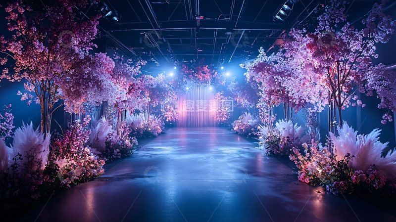 高清大图下载【趣麦麦图】梦幻紫粉色花卉隧道