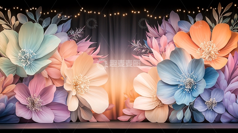 高清大图下载【趣麦麦图】多彩纸花装饰背景