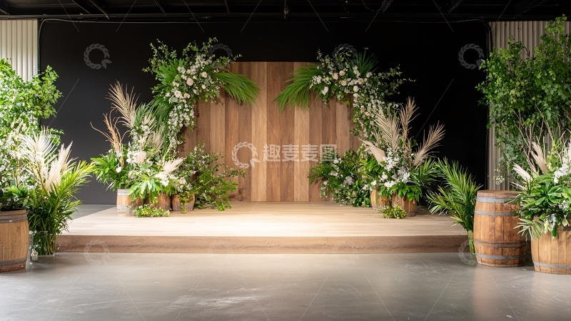 高清大图下载【趣麦麦图】婚礼舞台鲜花绿植布置