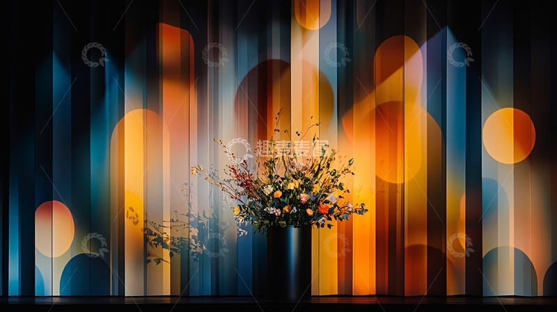 高清大图下载【趣麦麦图】花瓶与抽象光线背景