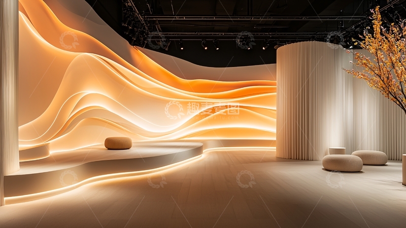 高清大图下载【趣麦麦图】舞台背景墙暖色光晕