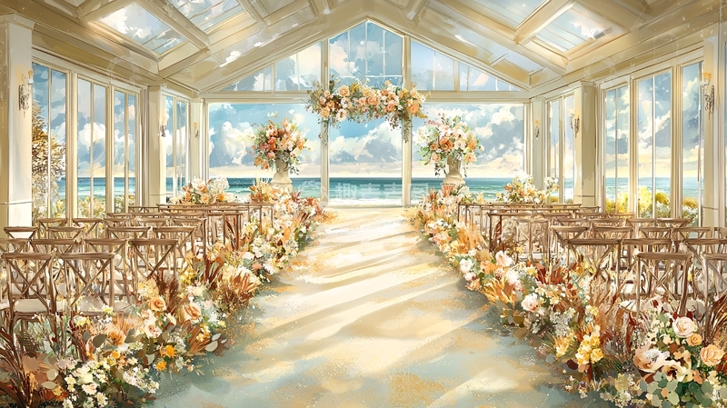 高清大图下载【趣麦麦图】明亮玻璃房婚礼场景