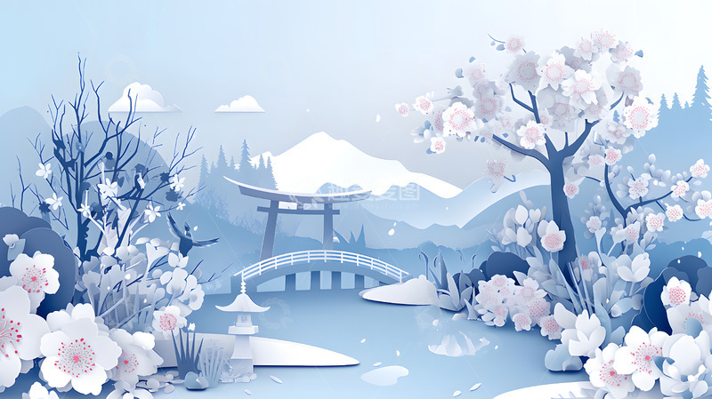 高清大图下载【趣麦麦图】日式剪纸设计装饰素材背景