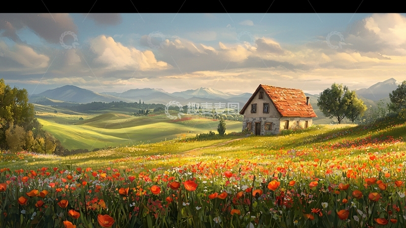 高清大图下载【趣麦麦图】田园风光小屋